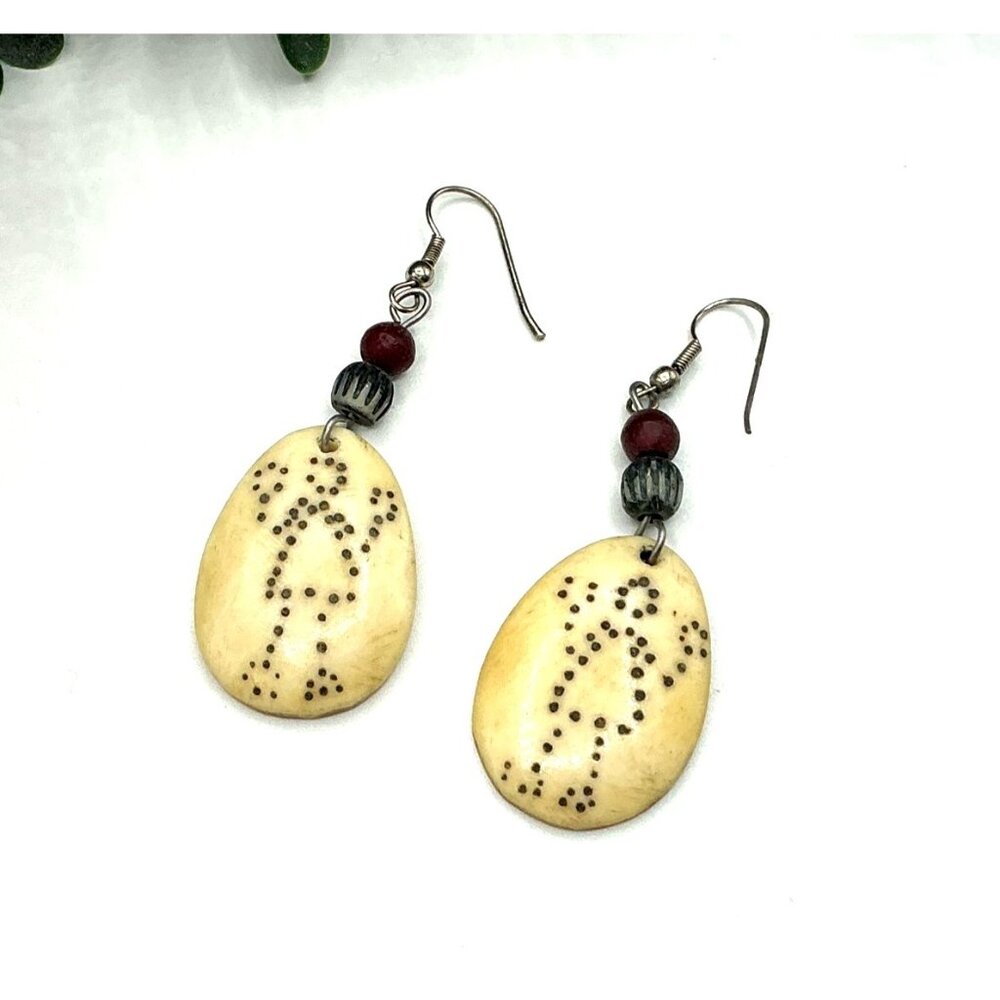 Handcrafted Dotted Resin and Bead Earrings